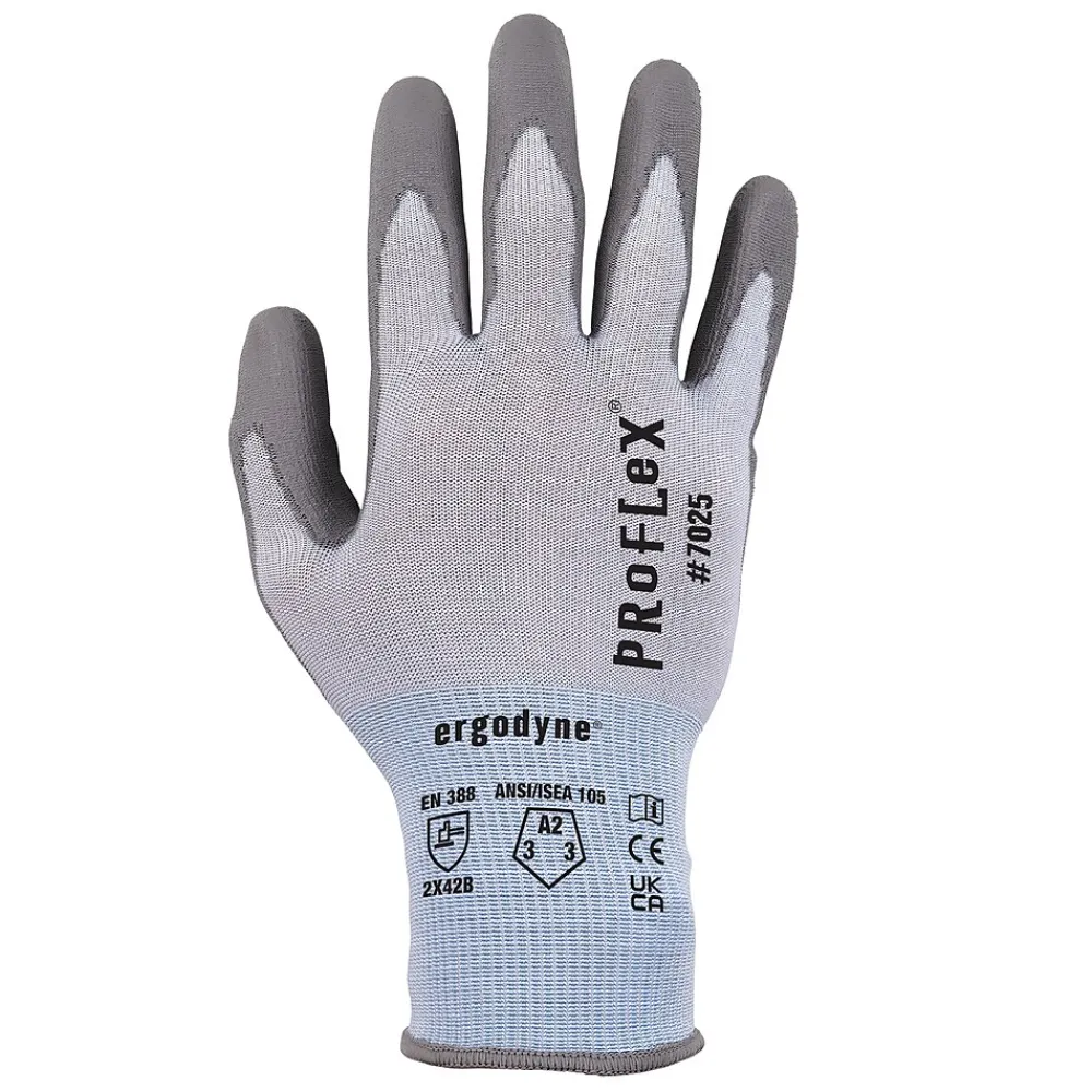 Ergodyne ProFlex 7025 PU Coated Cut-Resistant Gloves, ANSI A2, Blue, XL, 1 Pair (10435)