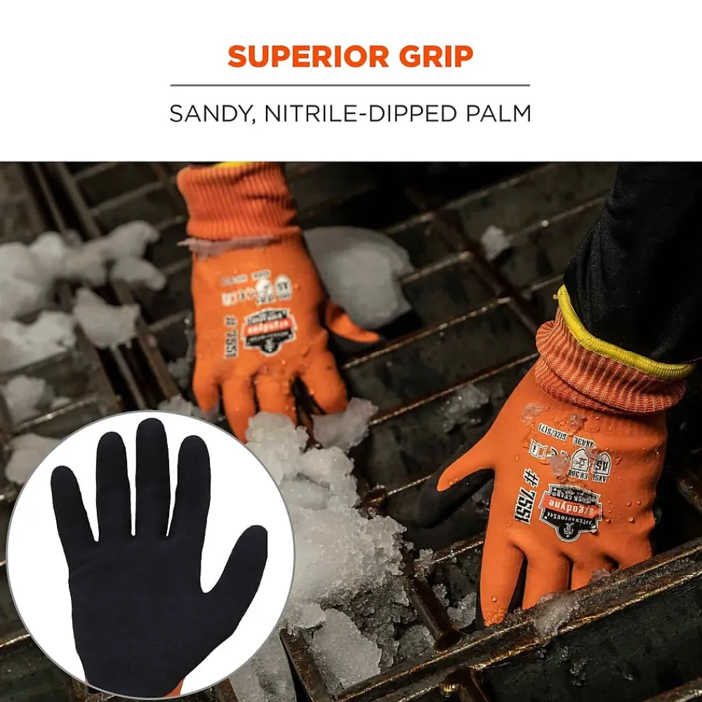 Ergodyne ProFlex 7551 Waterproof Cut-Resistant Winter Work Gloves, ANSI A5, Orange, Medium, 1 Pair (17673)