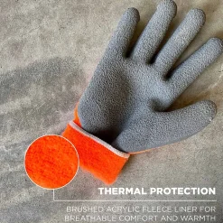 Ergodyne ProFlex 7401 Winter Work Gloves, Fleece Lined, Latex Coated Palm, Orange, Large, 144 Pairs (17894)