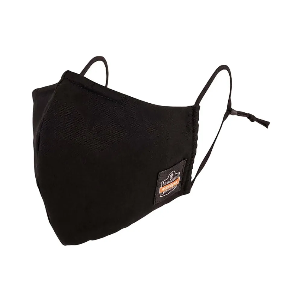 Ergodyne Skullerz Reusable Cloth Contoured Face Cover Mask, Small/Medium, Black, 3/Pack (48800)