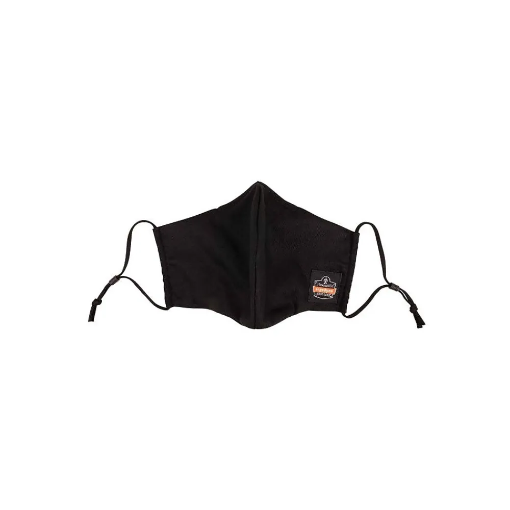 Ergodyne Skullerz Reusable Cloth Contoured Face Cover Mask, Extra Large, Black, 3/Pack (48802)
