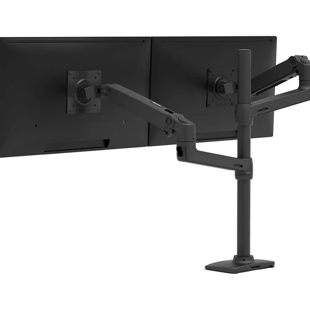 Hot Ergotron LX Adjustable Dual Stacking Arm Tall Pole Desk Mount, 40" Screen Support, Matte Black (45509224)