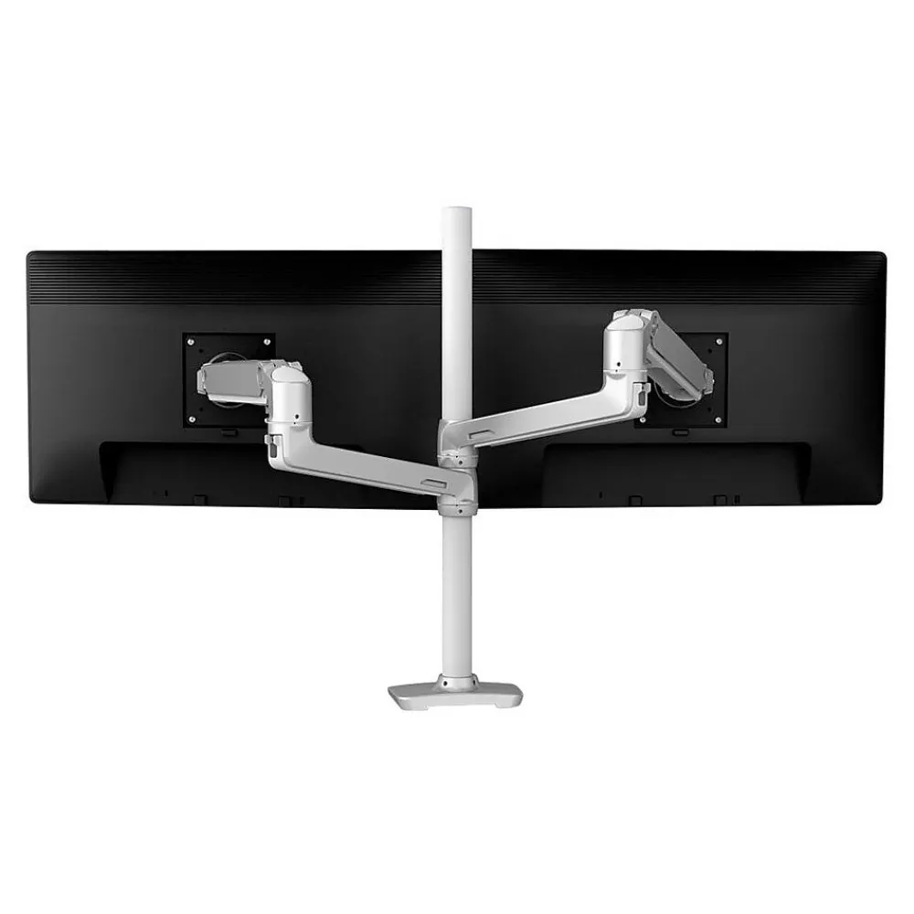 Ergotron LX Adjustable Dual Stacking Arm Tall Pole Desk Mount, 40" Screen Support, Polished Aluminum (45-549-026)