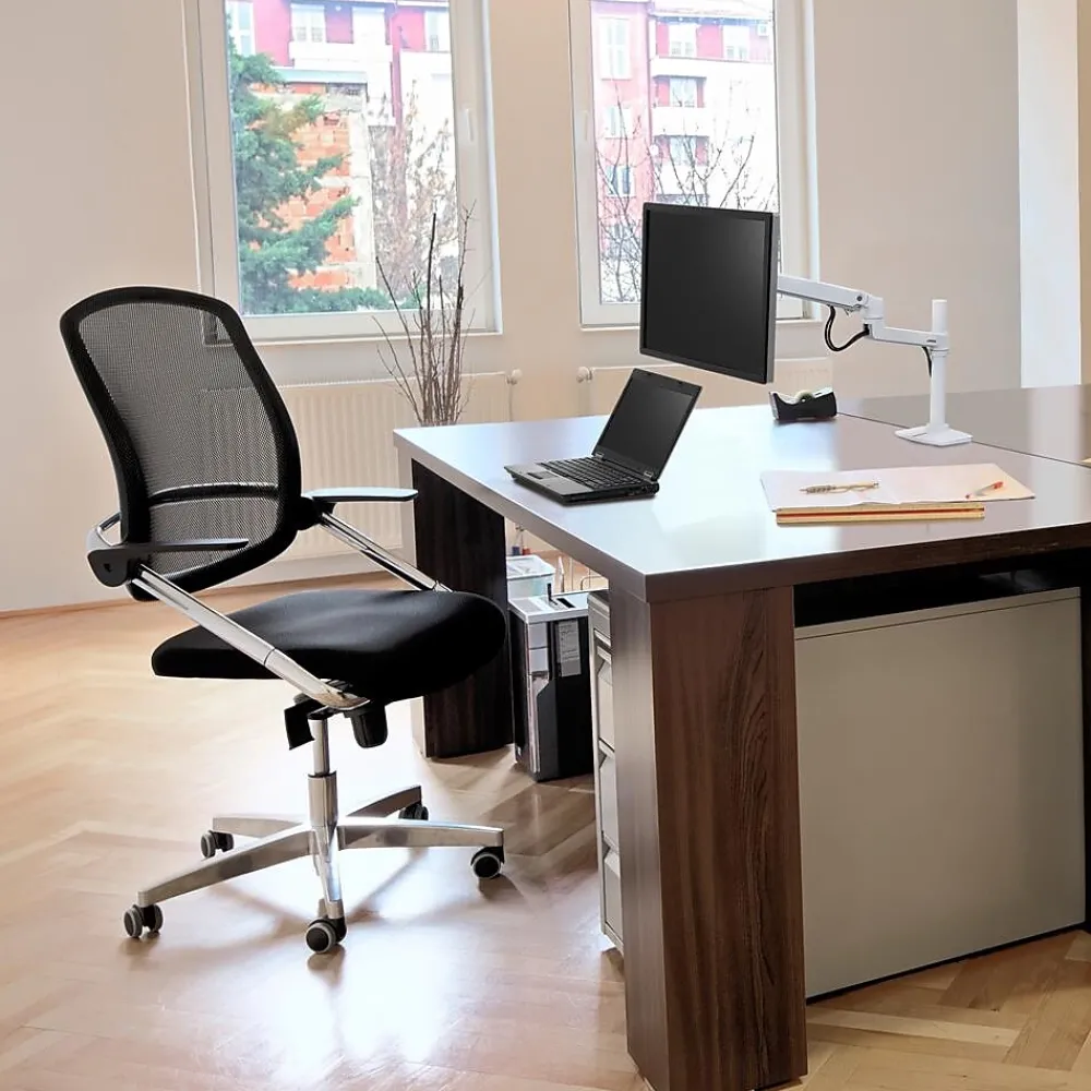 Online Ergotron LX Desk Adjustable Single Arm Tall Pole with 2-Piece Clamp, 34" Screen Support, White (45-537-216)