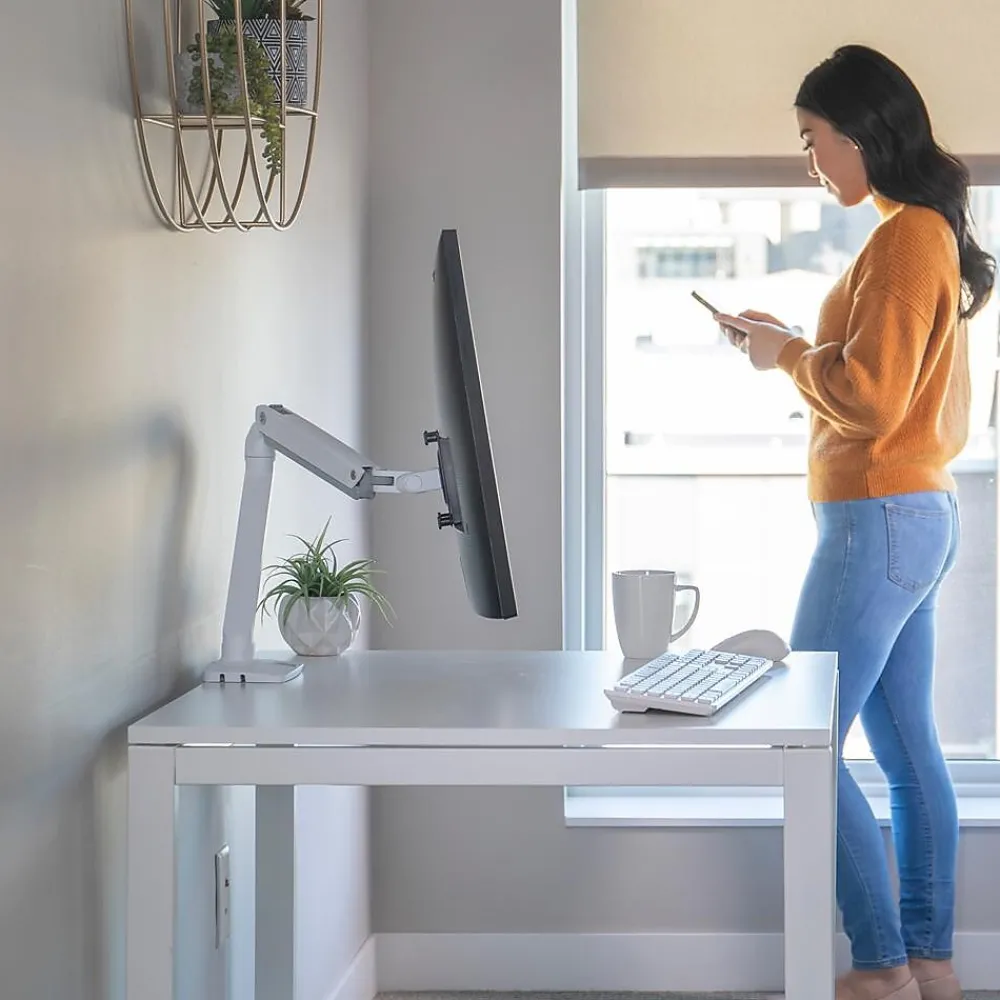 Outlet Ergotron MXV Desk Adjustable Single Arm with 2-Piece Clamp, Up to 34" Monitor, White (45-486-216)