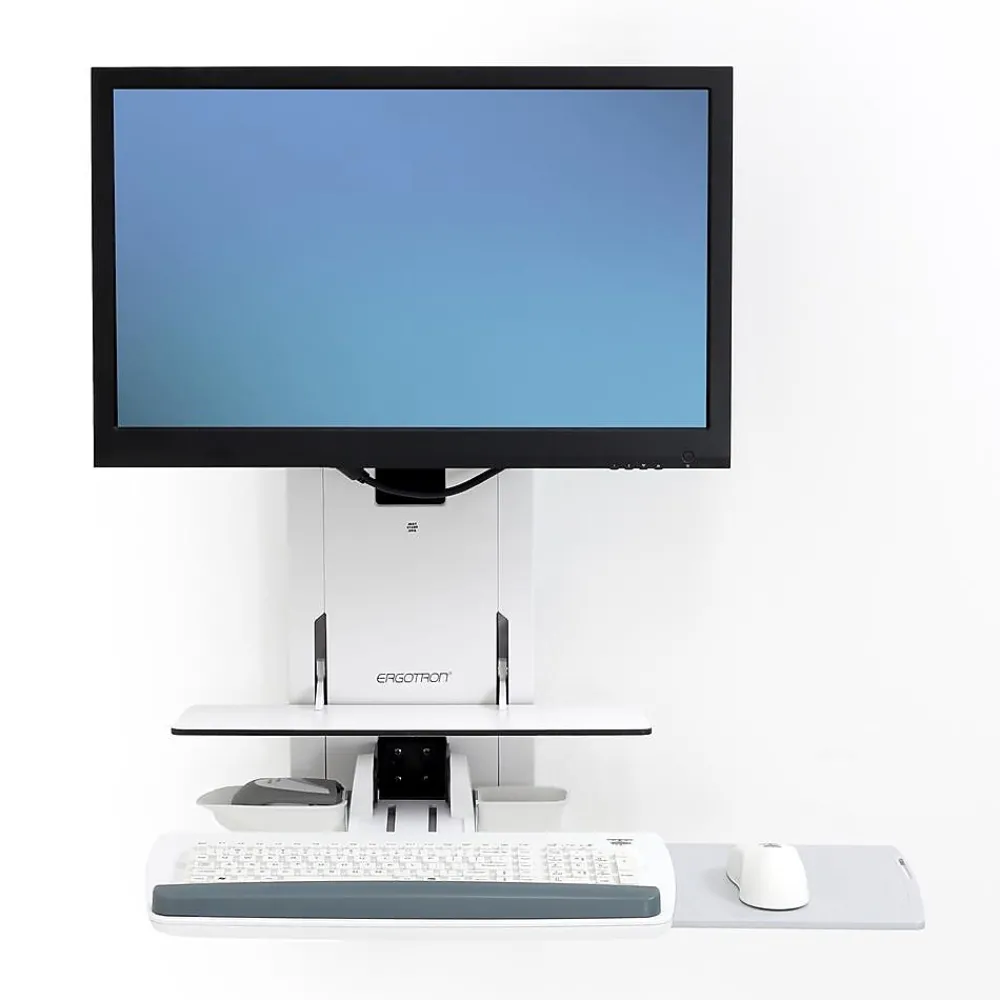 Best Ergotron StyleView Sit-Stand Adjustable Single Arm Vertical Lift, Patient Room Mount, 24" Screen Support, White (61-080-062)