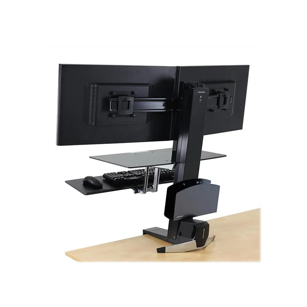 Discount Ergotron WorkFit-S Dual Monitor Stand, Up to 24" Monitors, Black (33-349-200)