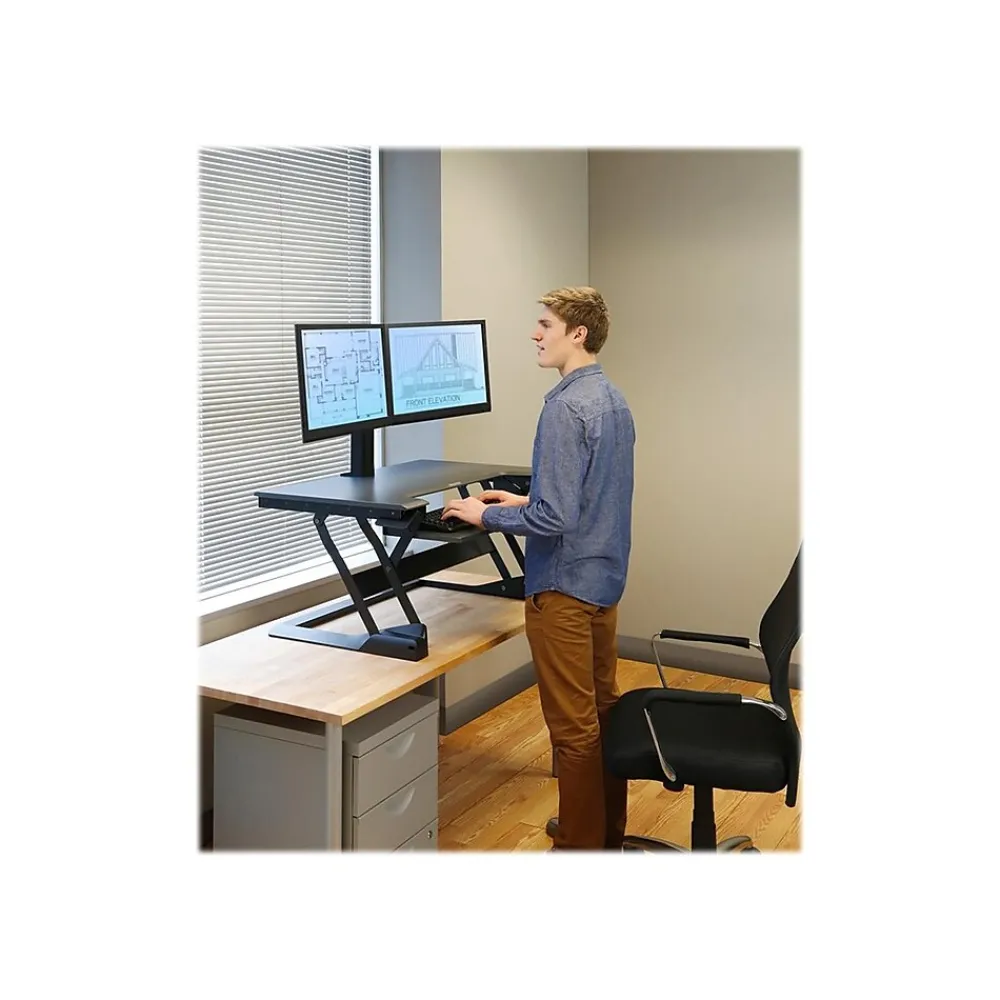 Standing Desks*Ergotron WorkFit-TL 38"W Adjustable Standing Desk Converter, Black/Dark Gray (33-406-085)