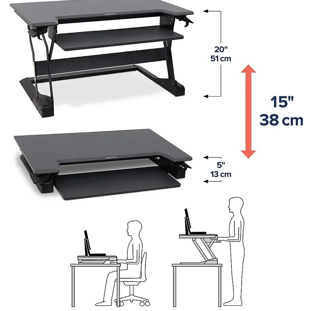 Standing Desks*Ergotron WorkFit-TL 38"W Adjustable Standing Desk Converter, Black/Dark Gray (33-406-085)