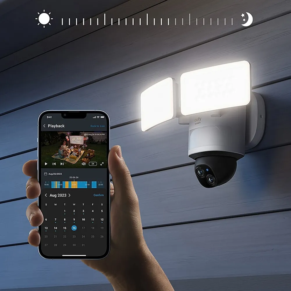 eufy Outdoor Wireless Floodlight Security Camera, White (T8425121)