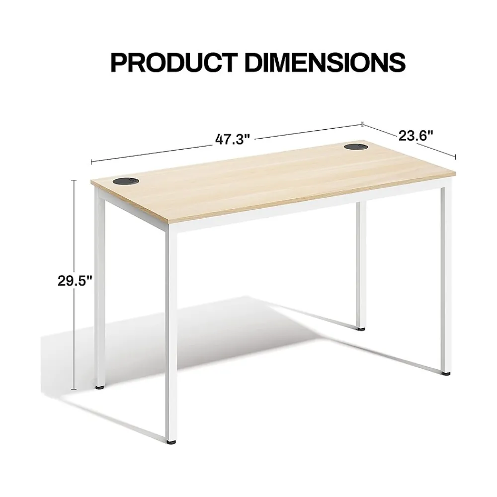 Office Desks*Eureka Ergonomic 47"W Writing Desk, White Woodgrain (CD012)