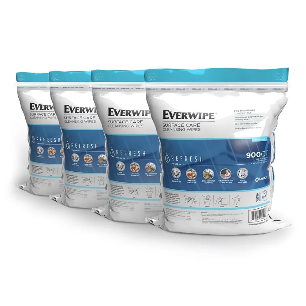 Cleaning Wipers, 900 Wipers/Box, 4/Carton (11100)<Everwipe