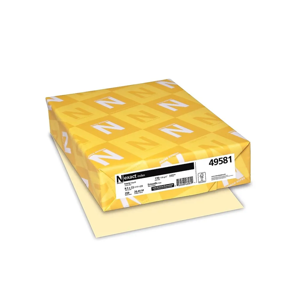 Card Stock*Exact 110 lb. Index Paper, 8.5" x 11", Ivory, 250 Sheets/Pack (49581)