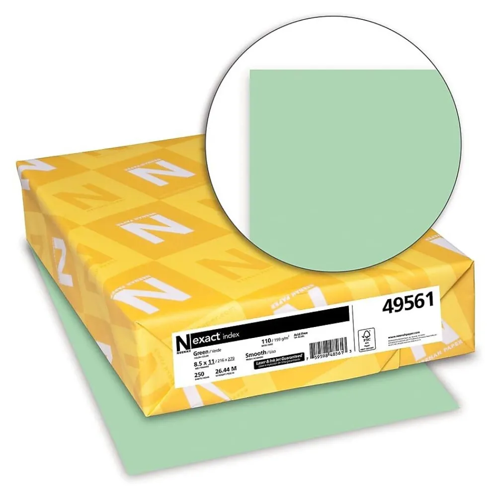 Card Stock*Exact 110 lb. Index Paper, 8.5" x 11", Green, 250 Sheets/Pack (WAU49561)