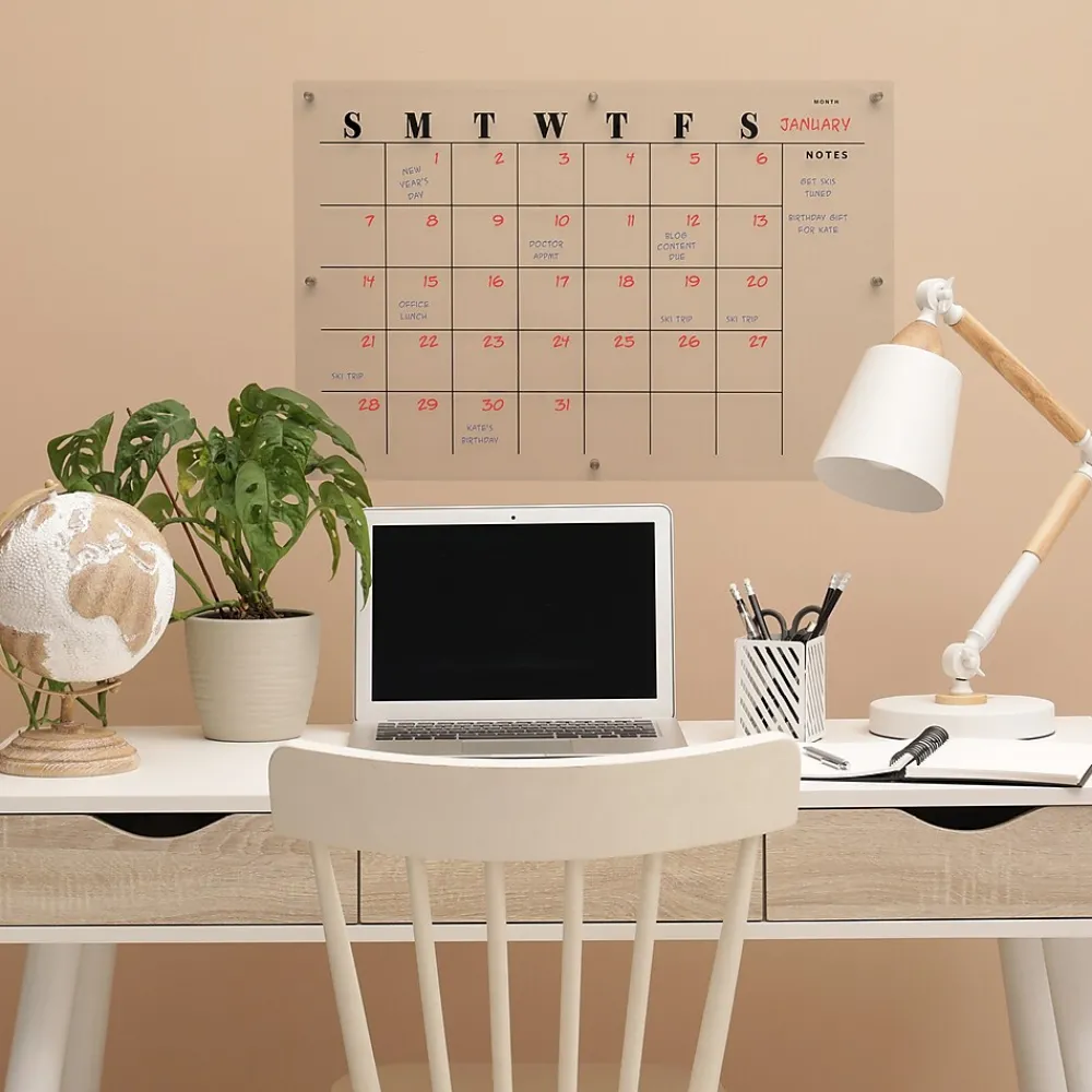 Dry Erase*Global Printed Products Excello Global Products Acrylic Dry Erase Board with Custom Printed Calendar, 30" x 20" (EGP-HD-0525)
