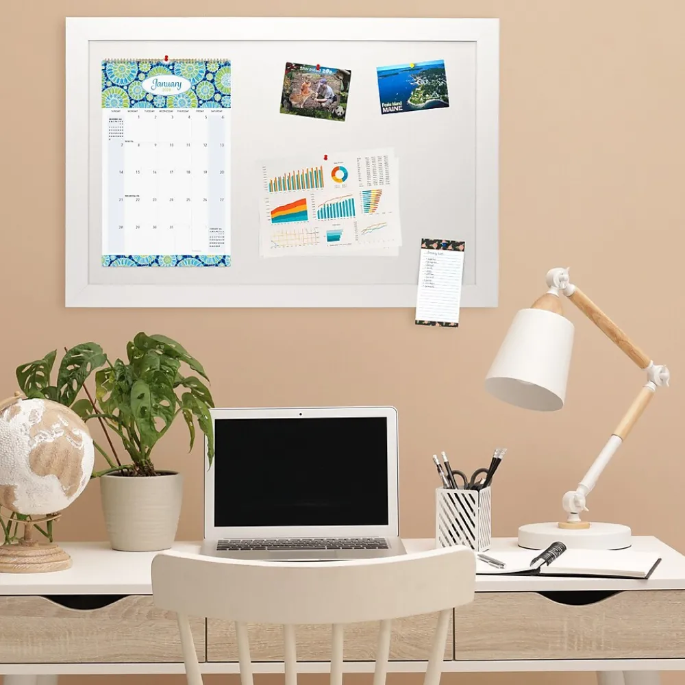 Bulletin*Global Printed Products Excello Global Products Cork Bulletin Board, White Frame, 3' x 2' (EGP-HD-0519)