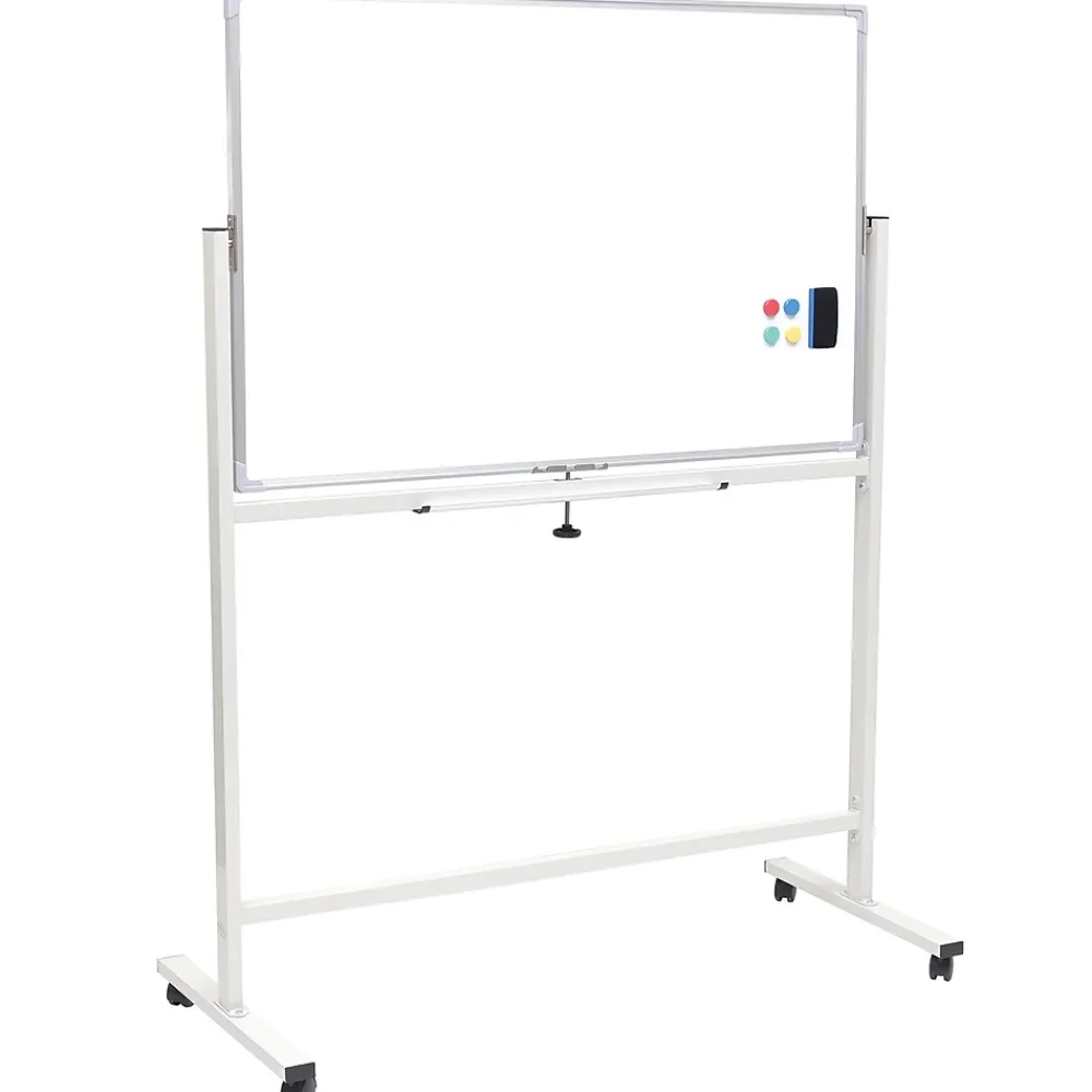 Bulletin*Global Printed Products Excello Global Products Double Sided Magnetic Mobile Whiteboard Corkboard Combo, White Frame, 48" x 32"