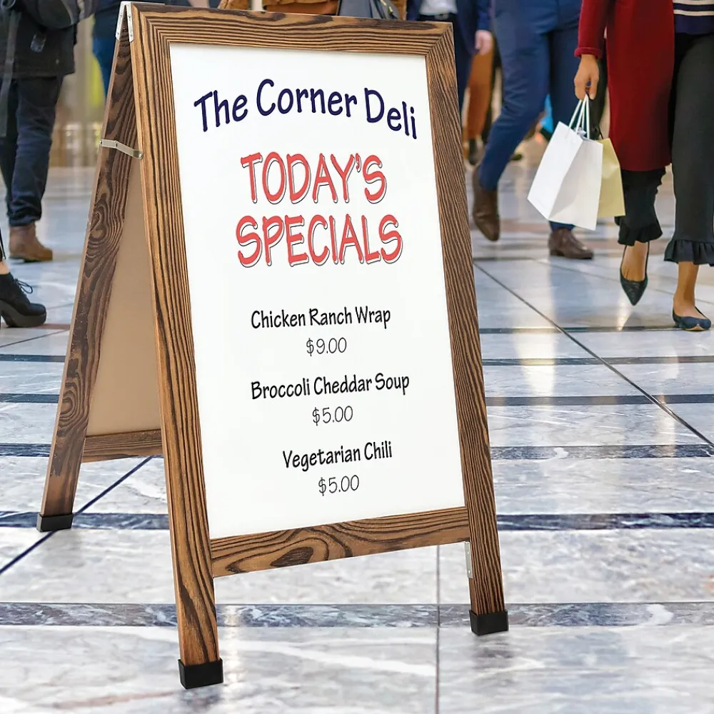 Dry Erase*Global Printed Products Excello Global Products Indestructible A-Frame Whiteboard, 40" x 22", Brown (EGP-HD-0538-BN)