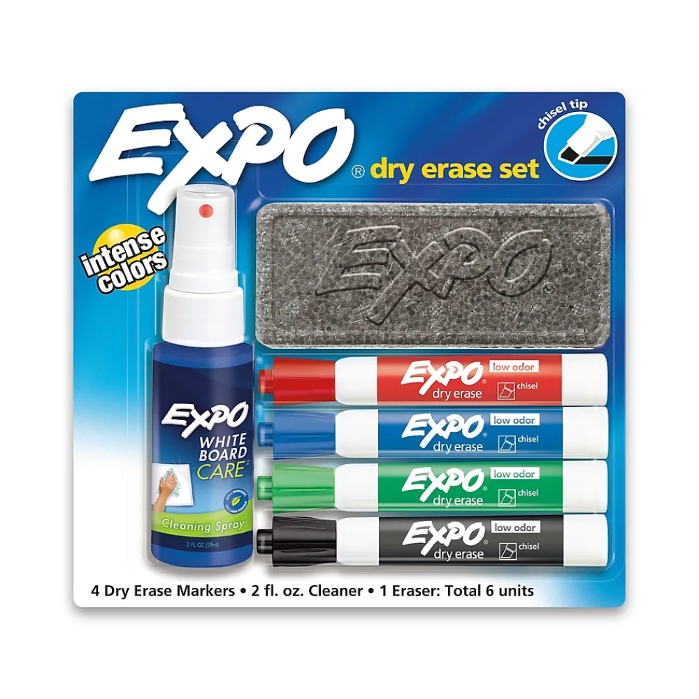 Markers|Expo Tank Dry Erase Marker, Chisel Tip, Assorted, Starter Set/Kit (80653)