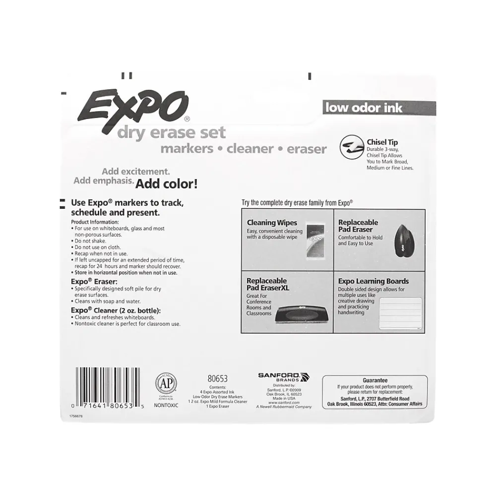 Markers|Expo Tank Dry Erase Marker, Chisel Tip, Assorted, Starter Set/Kit (80653)