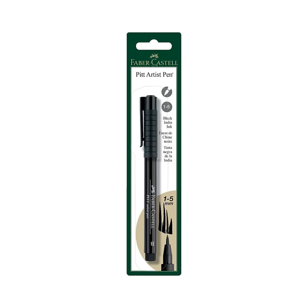 Markers|Faber-Castell PITT Artist Pen Permanent Marker, Brush Tip, Black Ink (FC800012T)