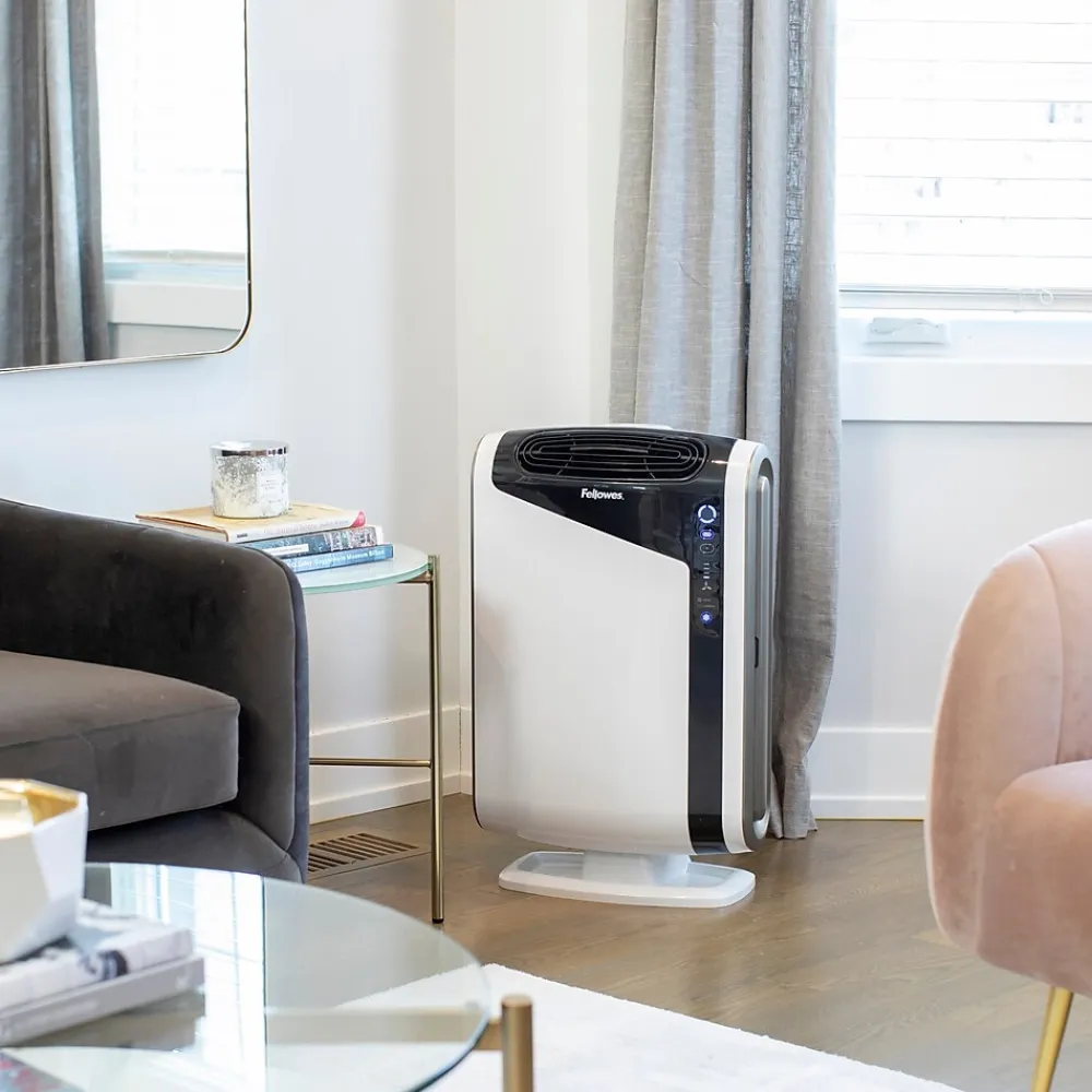Fellowes AeraMax DX95 True HEPA Console Air Purifier, White (9320801)
