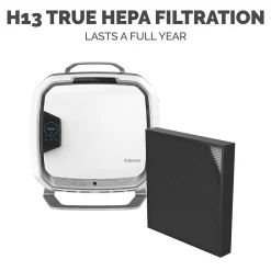 Fellowes Array AS1 True HEPA Floor-Standing Air Purifier, 5-Speed, White (5884201)
