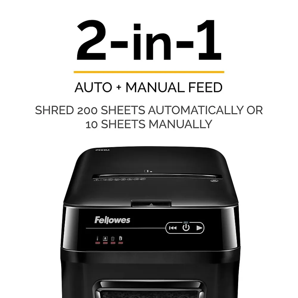 Outlet Fellowes AutoMax 200M 200 Sheet Micro-Cut Personal Shredder (4656201)
