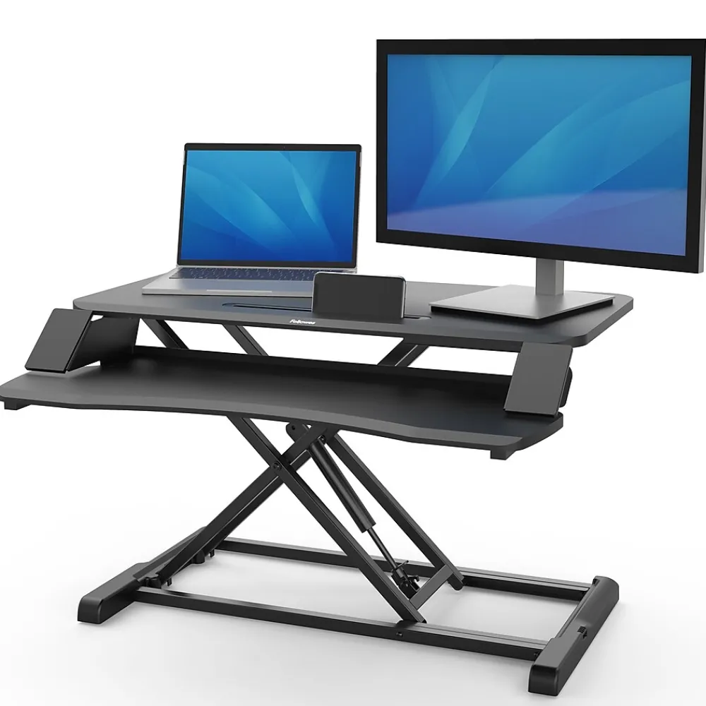 Standing Desks*Fellowes Corsivo 32"W Manual Adjustable Standing Desk Converter, Black (8091001)
