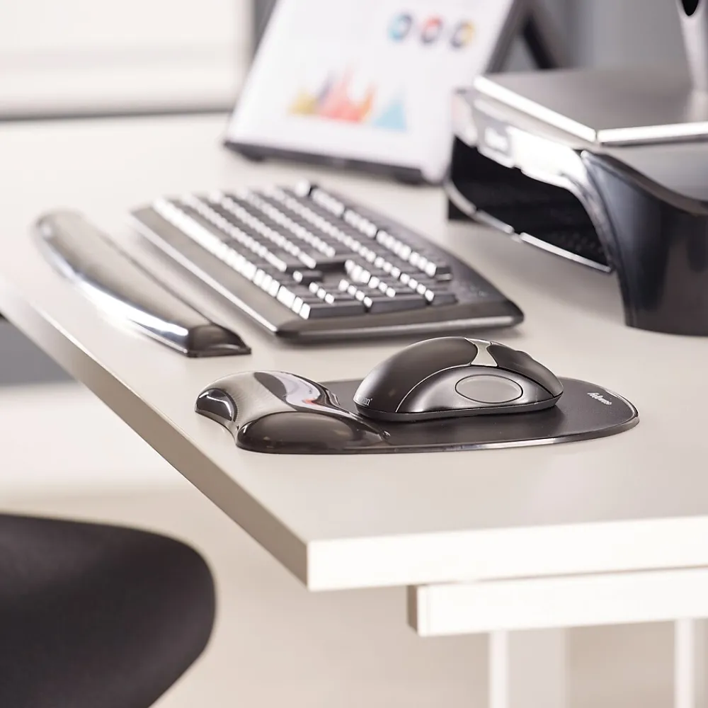 Online Fellowes Crystal Gel Wrist Rest, Non-Skid Backing, (9112201) Black