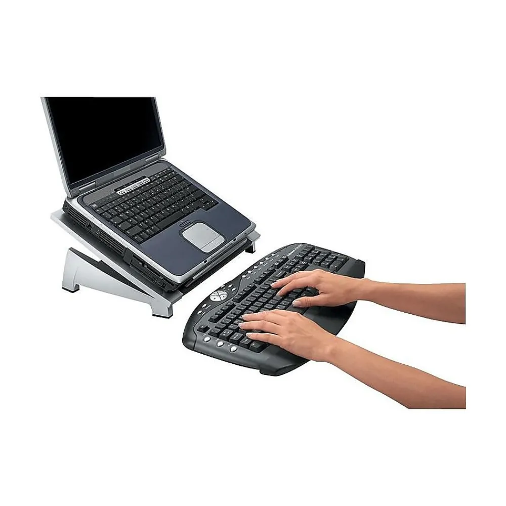 Office Suites 15.06"W x 10.5"D Plastic Laptop Riser, Black/Silver (8032001)<Fellowes Best