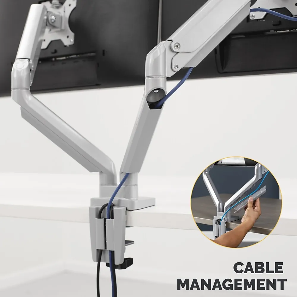 Sale Fellowes Platinum Series Adjustable Dual Arms, Up to 32" Monitor, Silver (8056501)