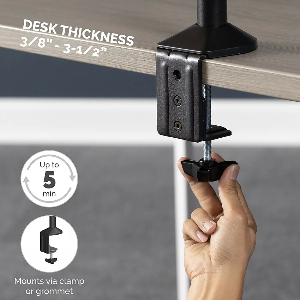 Fellowes Reflex Dual Adjustable Monitor Arm, Up to 27", Black (8502601)