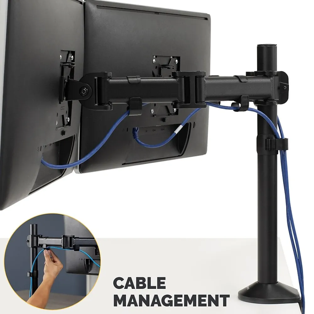 Fellowes Reflex Dual Adjustable Monitor Arm, Up to 27", Black (8502601)