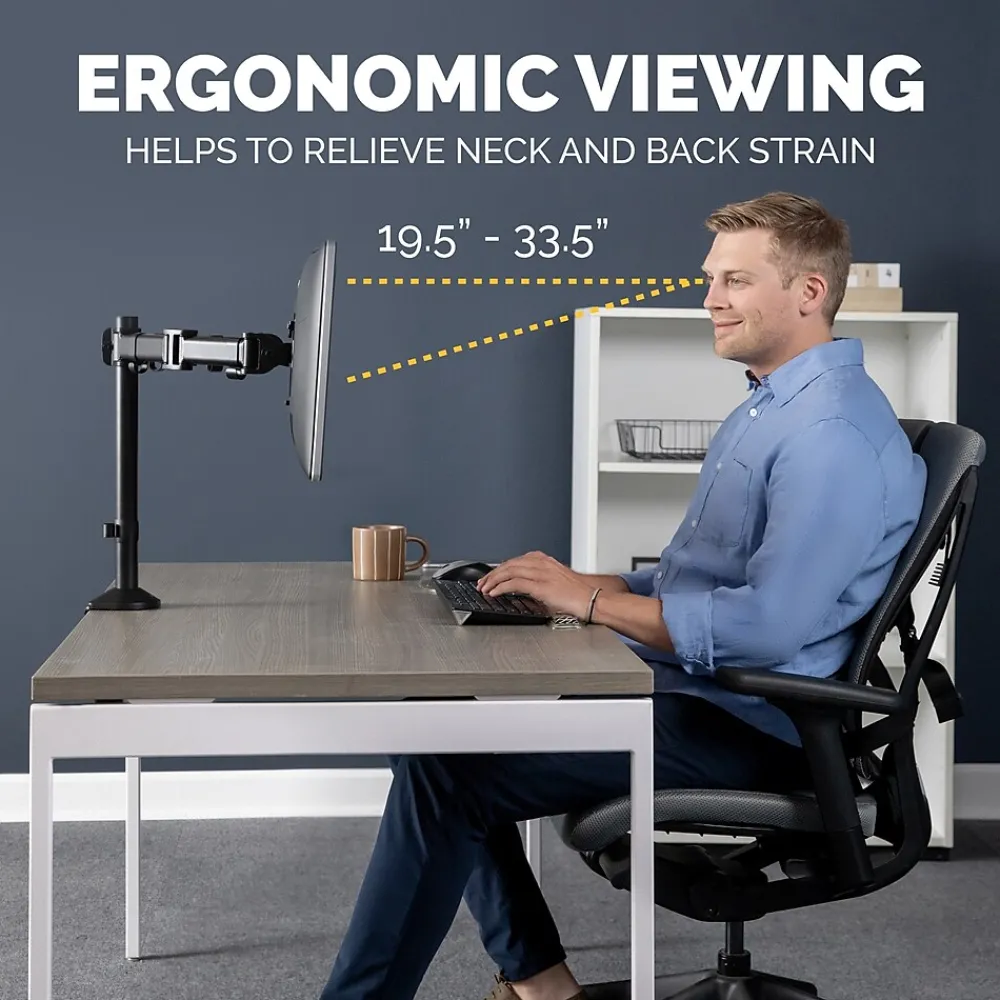 Fellowes Reflex Dual Adjustable Monitor Arm, Up to 27", Black (8502601)