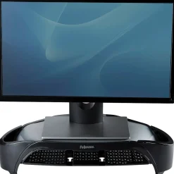 Clearance Fellowes Smart Suites Monitor Riser Plus, Adjustable, Up to 21", Black (8020801)