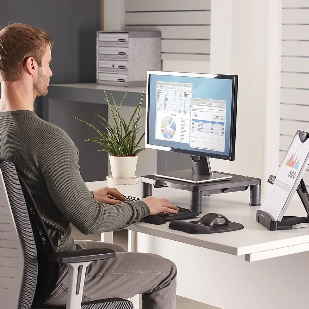 Best Fellowes Standard Adjustable Monitor Riser, Up to 42", Graphite (9169301)