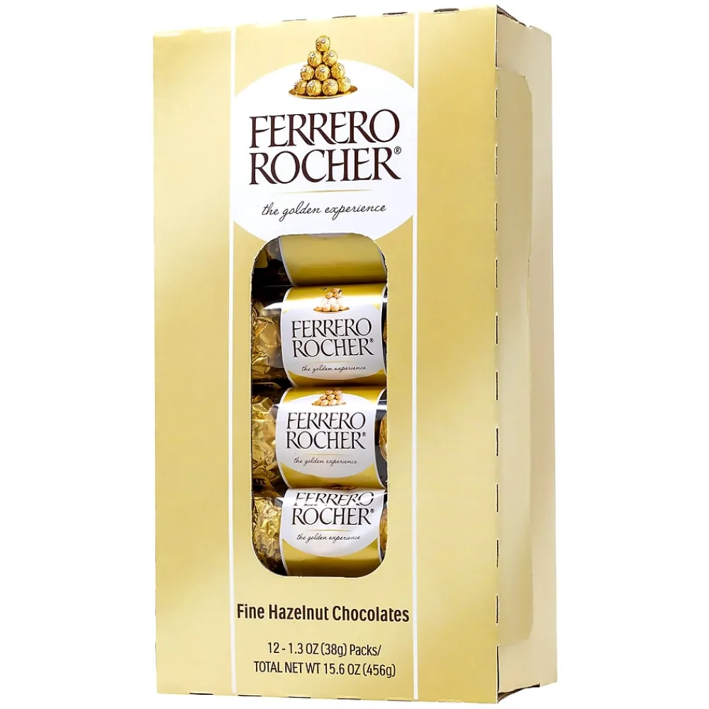 Ferrero Rocher Assorted Hazelnut Milk Chocolate Truffle, 1.3 oz., 12/Pack (220-02059)