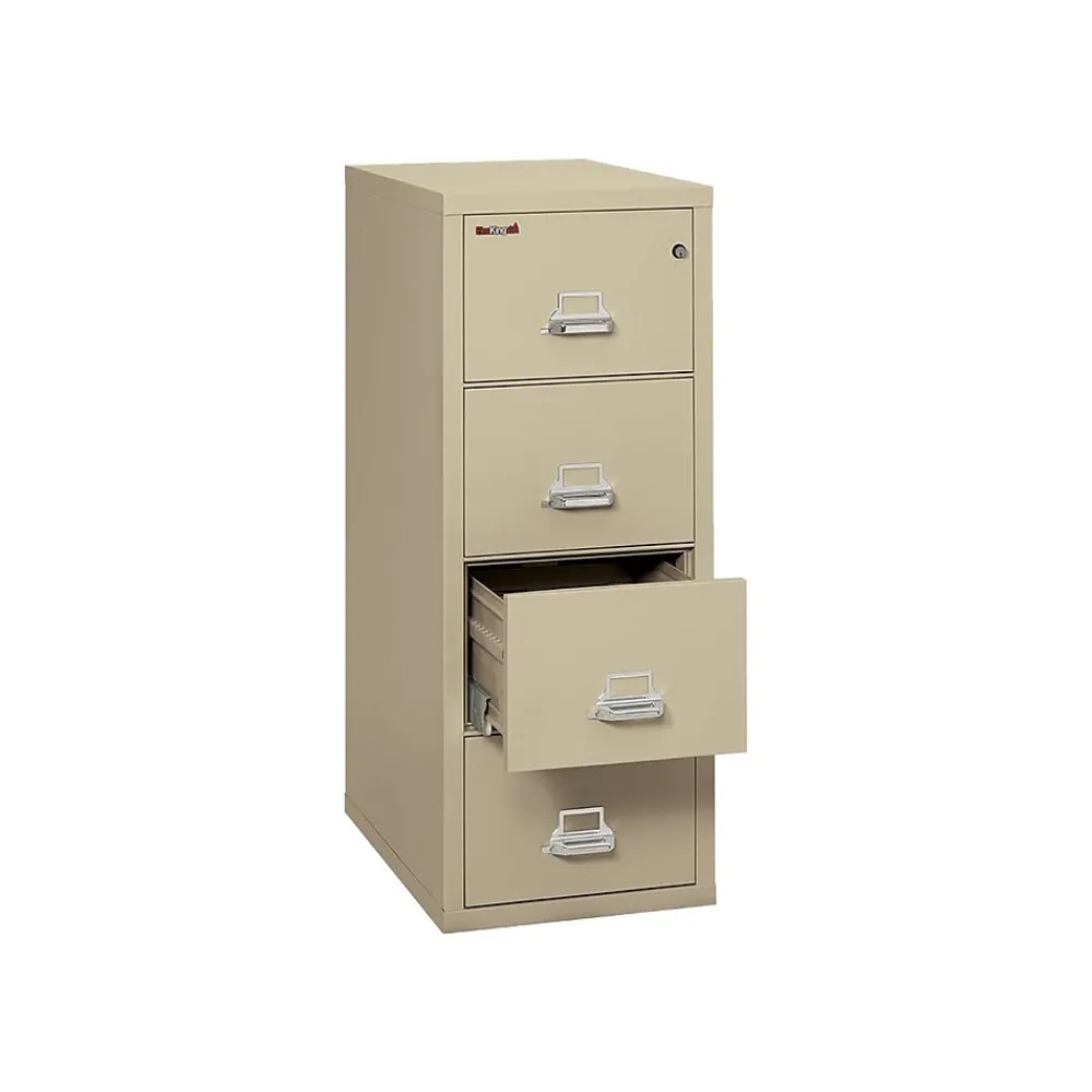 File Cabinets*FireKing Classic 4-Drawer Vertical File Cabinet, Fire Resistant, Letter, Parchment, 31.56"D (4-1831-CPA)