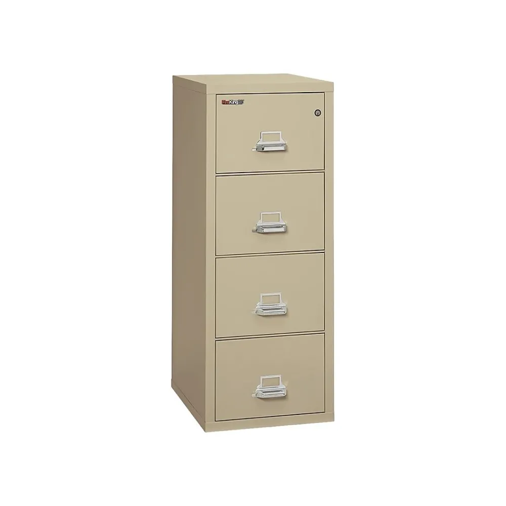 File Cabinets*FireKing Classic 4-Drawer Vertical File Cabinet, Fire Resistant, Legal, Parchment, 25.06"D (4-2125-CPA)