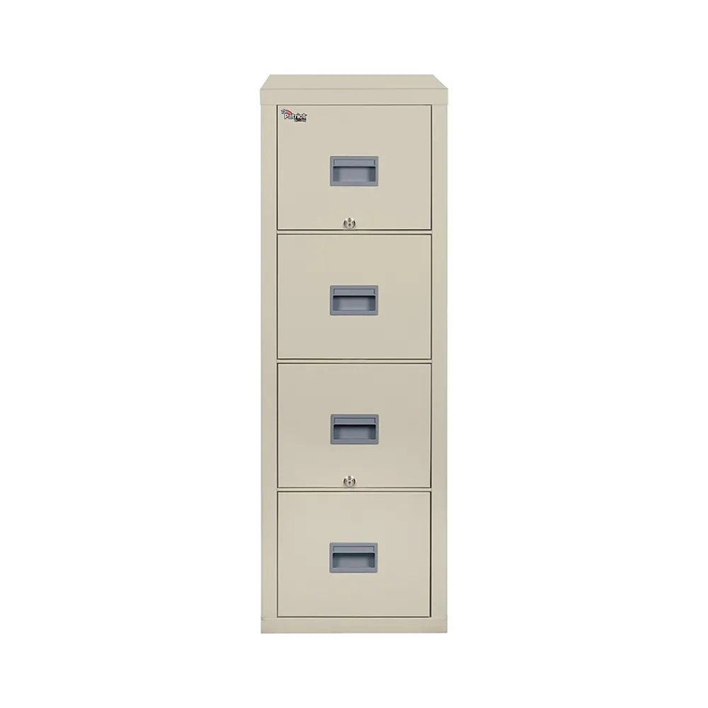 File Cabinets*FireKing Patriot 4-Drawer Vertical File Cabinet, Fire Resistant, Letter, Parchment, 31.56"D (4P1831-CPA)