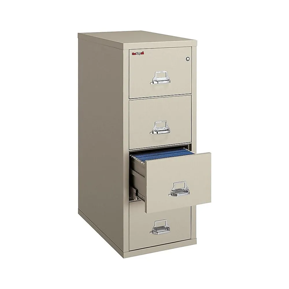 File Cabinets*FireKing Safe-in-a-File 4 File Drawer Vertical File Cabinet, Fire Resistant, Beige, Legal, 31.56"D (4-2131-CPASF)