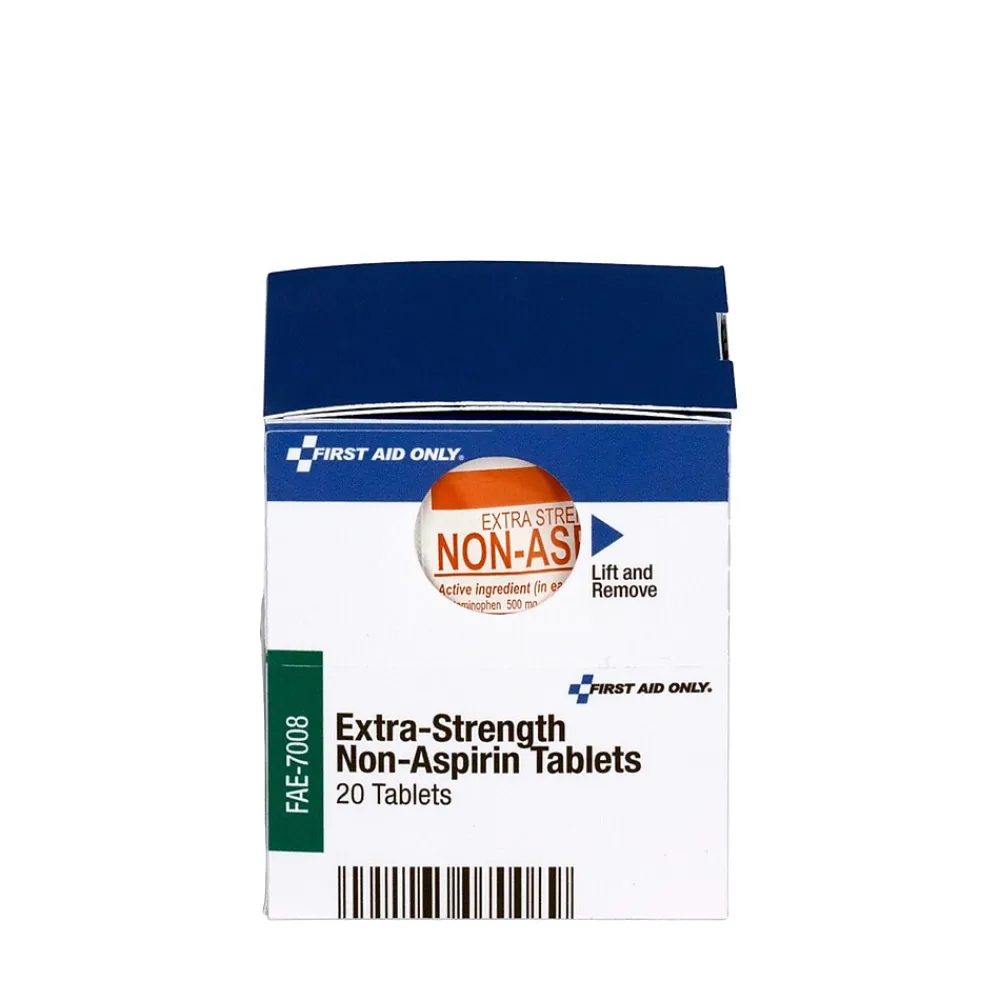 First Aid Only Extra-Strength Non-Aspirin, 500 mg, 2 Tablets/Packet, 10 Packets/Box (FAE-7008)<SmartCompliance Hot
