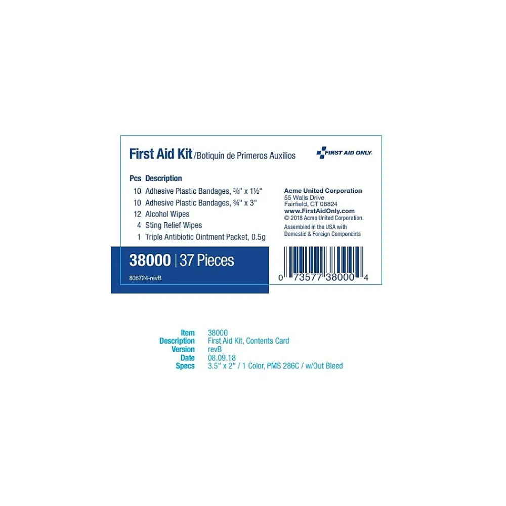 First Aid Only Personal First Aid Kit, Plastic Case, 37 Pieces (ACM38000)