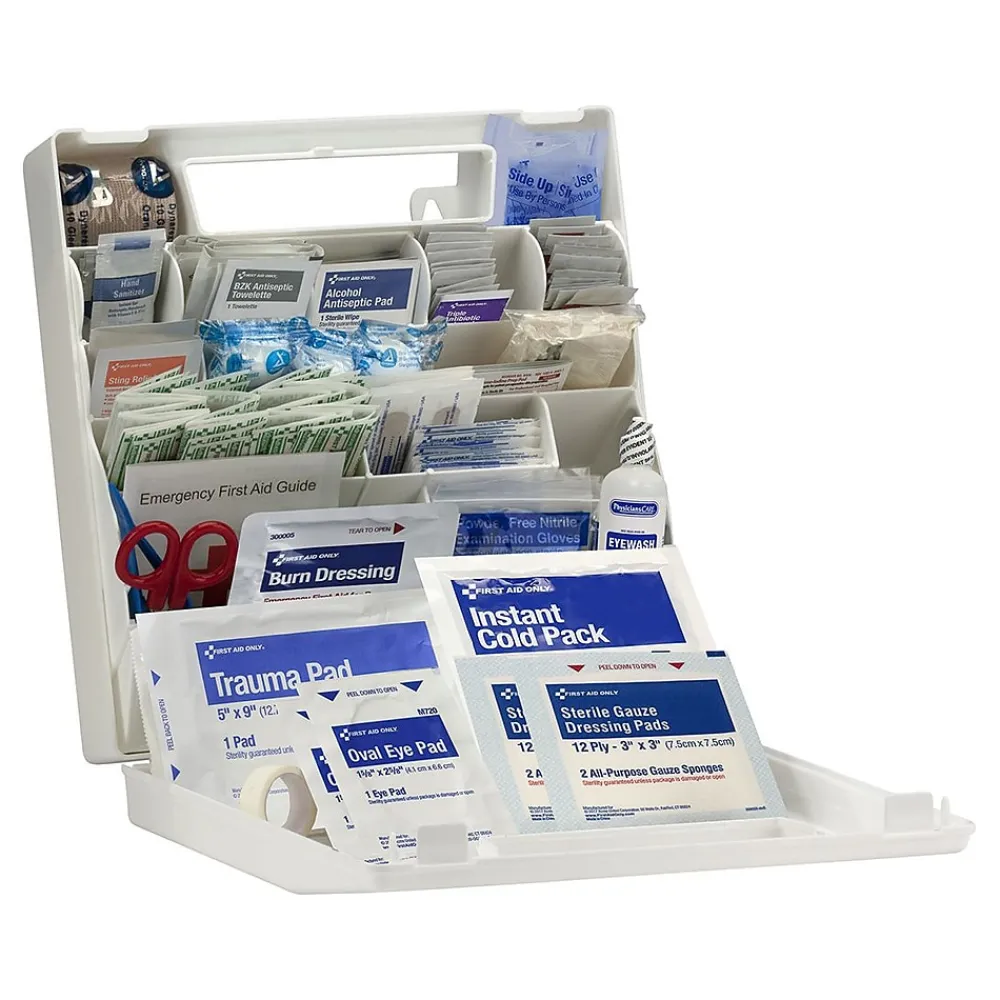 First Aid Only Plastic First Aid Kit,ANSI 2021 Class A, 50 People, 184 Pieces (91329)