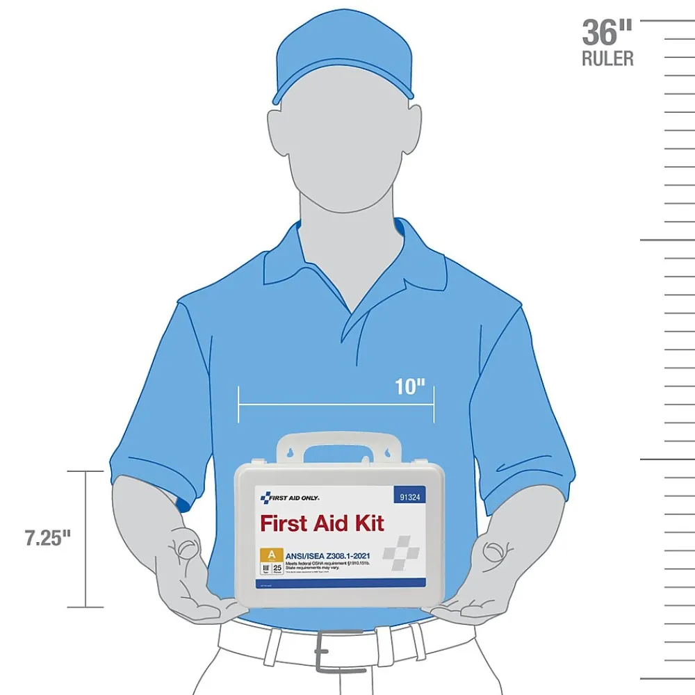 First Aid Only Plastic First Aid Kit, ANSI 2021 Class A, 25 People, 94 Pieces (91324)