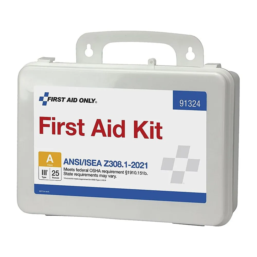 First Aid Only Plastic First Aid Kit, ANSI 2021 Class A, 25 People, 94 Pieces (91324)