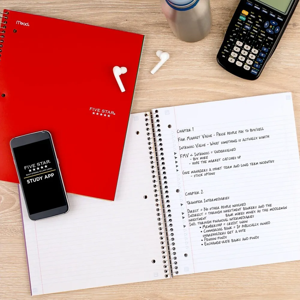 Notebooks|Five Star 5-Subject Subject Notebooks, 8.5" x 11", College Ruled, 200 Sheets (06112/06208) Assorted