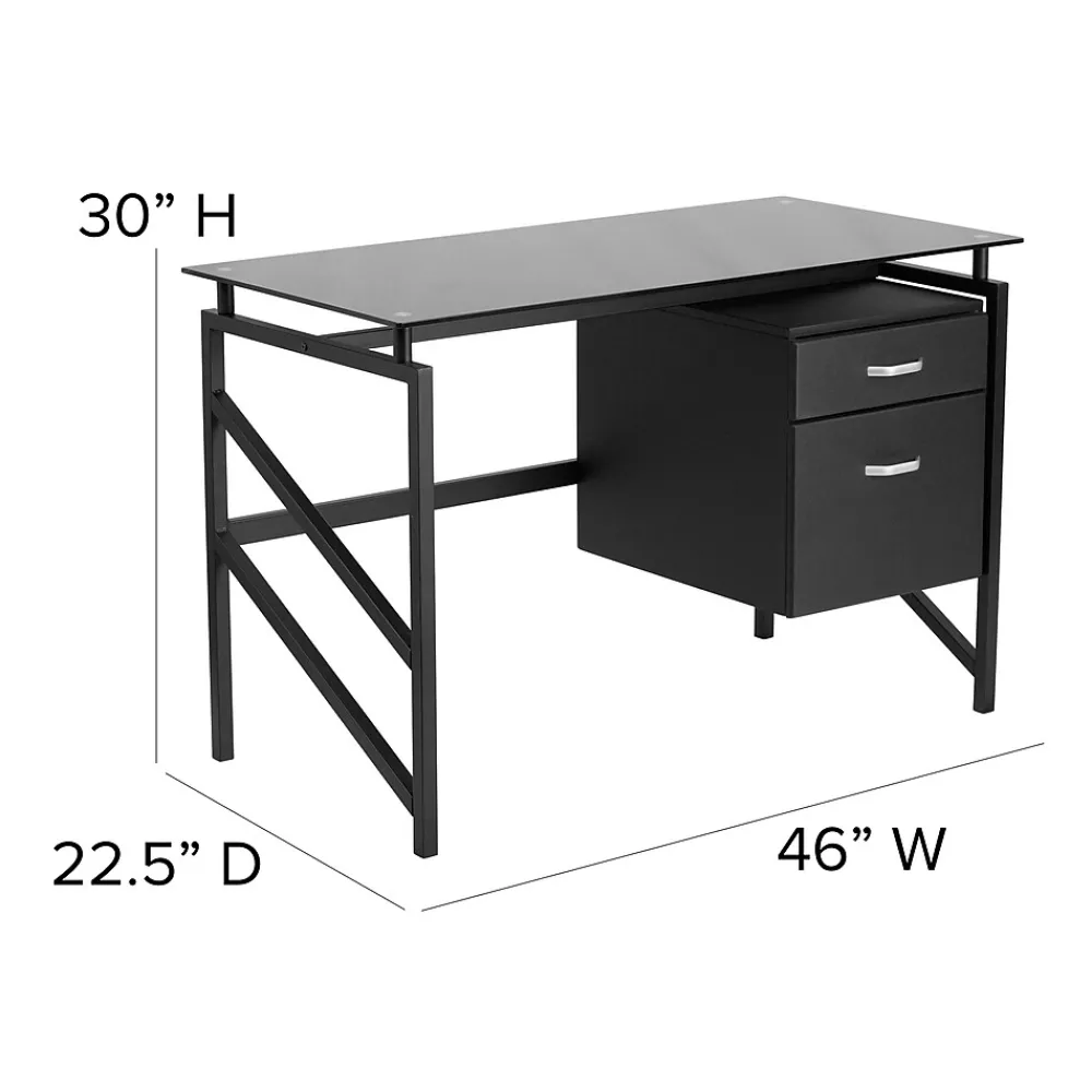 Computer Desks*Flash Furniture 46" Glass Glass Computer Desks Black (NANWK036)