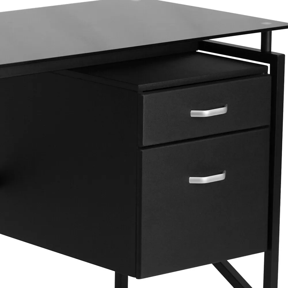 Computer Desks*Flash Furniture 46" Glass Glass Computer Desks Black (NANWK036)